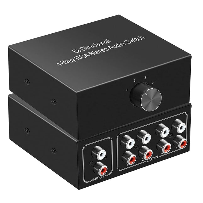 UNSTINCER Cinch RCA L/R audio lüliti 4(1)-sisend-1(4)-väljund, analoog passiivne stereo Aux lüliti, kahesuunaline käsitsi helivaliku lüliti jaotur fonokõrvaklappidele võimendile arvuti kõlarile