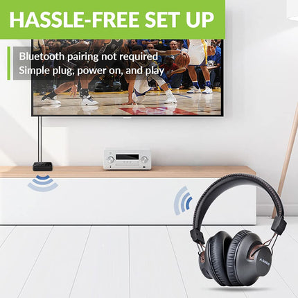 Avantree HT4189 Wireless Headphones for TV, Wireless Headphones for TV Seniors, with Bluetooth Transmitter Set (Optical, 3.5mm AUX), 40 Hours Battery, Plug &amp; Play, No Delay, 30m Range