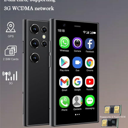 Hipipooo mininutitelefon 3-tolline Android 8.1 kahe SIM-kaardiga minitelefon 1000mAh aku 0.3MP + 2MP kaamera 2GB + 16GB (3G must)
