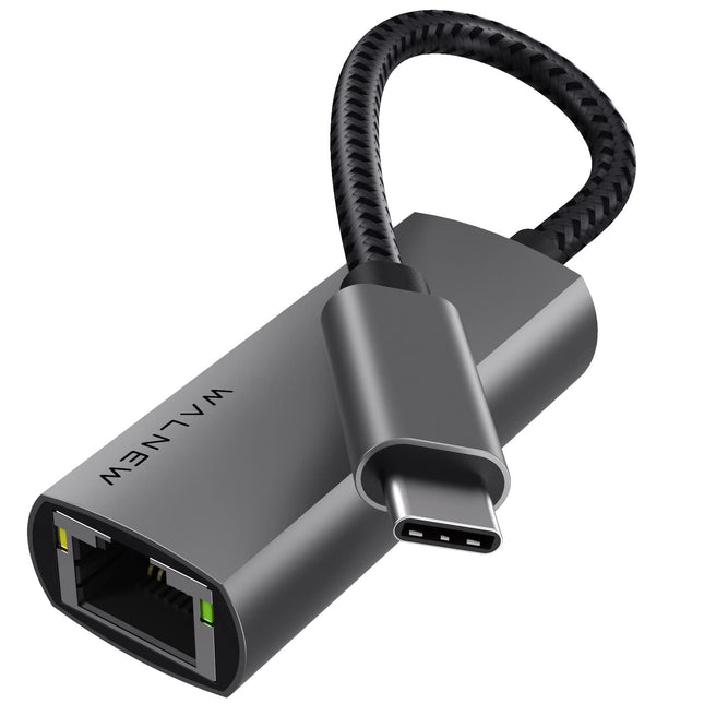 WALNEW USB-C to Ethernet Adapter, Gigabit Cat Cable to Type-C Converter, USBC Thunderbolt 3 LAN Network Adapter for Mac, MacBook, iPad Pro/Air, Dell XPS, Surface, Chromebook, Laptop, Galaxy S23,