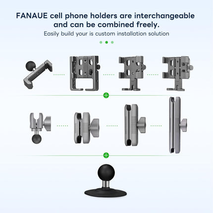 FANAUE 1-tolline kuulpeaga magnetiline alus, mis ühildub RAM Mount B-suuruse kahekordse pistikupesaga, 1-tolline kuulpeaga adapter jalgratta või mootorratta mobiiltelefoni hoidikule, iminapaga alus auto armatuurlauale kinnitatav