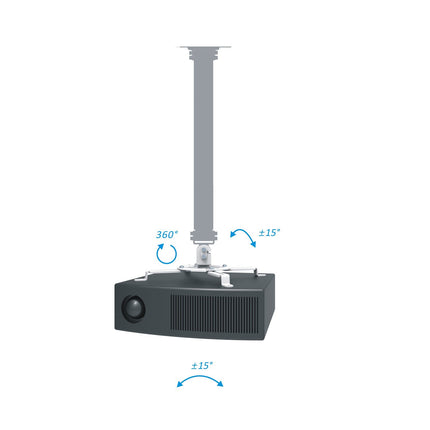 PureMounts kallutatav ja pööratav laekinnitus projektoritele, aukude vahe kuni 320 mm, kaugus laest 545–900 mm, kandevõime 13,5 kg, värv valge