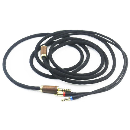 4.4mm balanced cable 6N OCC copper silver-plated cable Walnut wood shell Compatible with Denon AH-D600, AH-D7200, AH-D7100, AH-D9200, AH-D5200, Meze 99 Classics, Meze 99 Neo, Focal Elear headphones