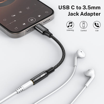 MOSWAG USB Type C to 3.5mm Headphone Jack Adapter, Audio USB C to Aux Dongle Cable for iPhone 16 Pro Max/16 Pro/16 Plus/16/15 Pro/15, Samsung Galaxy S24 S23 S22 S21 S20, Huawei, Pixel, iPad and more