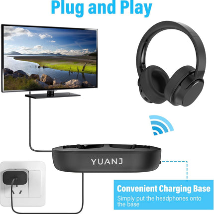 YUANJ NEW 2025 TV kõrvaklapid juhtmevabad kõrvaklapid, Bluetooth 5.1 juhtmevabad kõrvaklapid teleri/telefoni/tahvelarvuti/arvuti jaoks, 28 tundi heli esitusaega, heli viivituseta, ühenda ja mängi