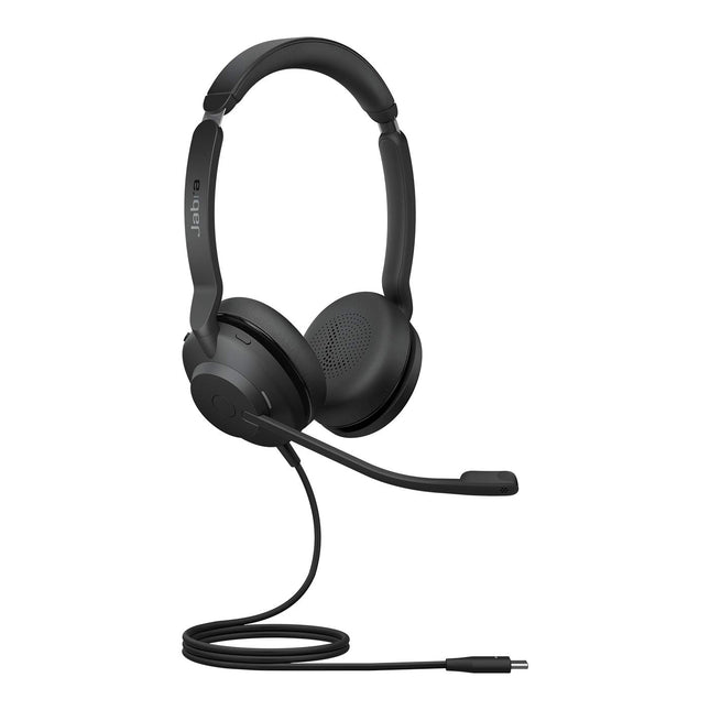Jabra Evolve2 30 peakomplekt – stereo mürasummutavad kõrvaklapid – UC sertifitseeritud – kahe mikrofoniga kõnetehnoloogiaga – USB-C kaabel – must