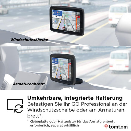 TomTom Truck Sat Nav GO Professional 2nd Generation (5" capacitive touchscreen with maps of Europe and real-time traffic information, specifically designed for trucks, vans, buses, and large vehicles)