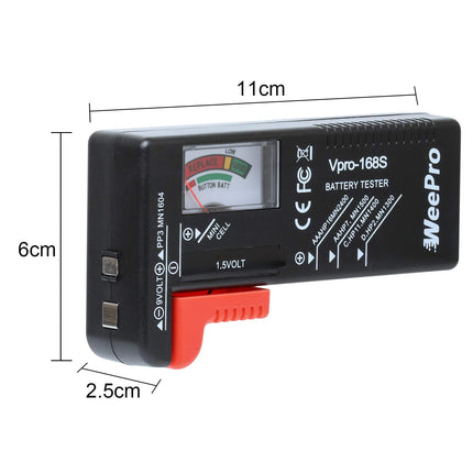 WeePro Battery Tester, Universal Battery Tester Small Battery Tester for AAA AA CD 9V 1.5V Button Cell - Battery Tester for Household Batteries