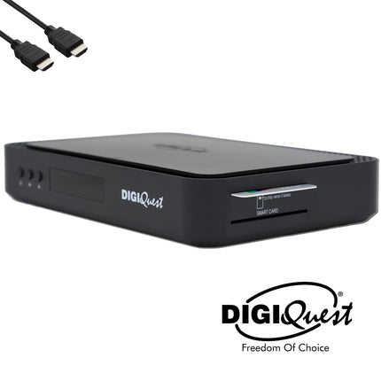 TiVuSat kaart 4K UHD + DIGIQuest Q80 satelliitvastuvõtja 4K H.265 S2+T2 HEVC digiboks, sertifitseeritud TiVuSat vastuvõtja kaardiga (AKTIVEERITUD), meediapleier, veebiraadio, 150 WiFi USB-mälupulk, HTS HDMI-kaabel