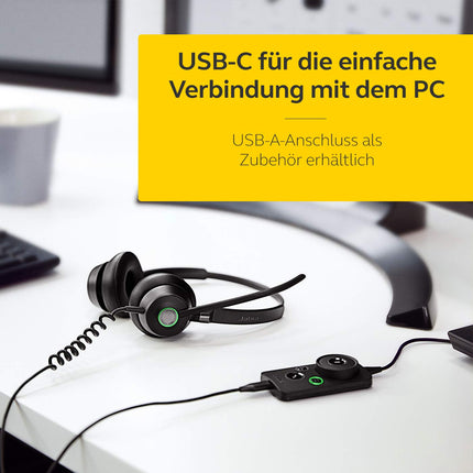 Jabra Engage 50 kõrvapealsed stereopeakomplektid - Microsofti sertifitseeritud digitaalsed juhtmega kõrvaklapid - passiivne mürasummutus tarkvaratelefonidele ja veebiklientidele - USB-C kaabel - must
