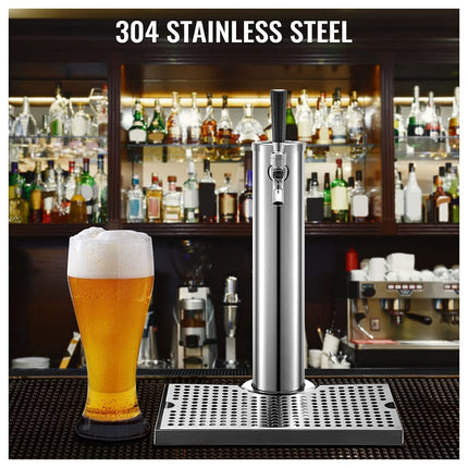 LXYTT Homebrew Beer Tower, One-Way Faucet with Drip Tray, Stainless Steel, Single Tap Column, Wine Beverage Dispenser, Bar Accessories, 1 Piece