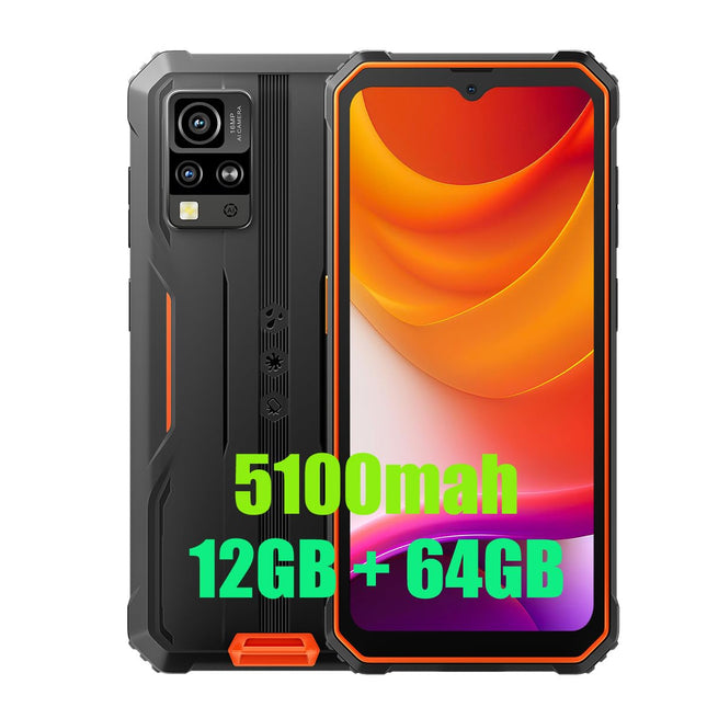 Blackview BV4800 SE välistingimustes kasutatav mobiiltelefon, 5100mAh, 12GB+64GB/2TB (2025), lepinguta nutitelefon, 6.56" 90Hz, IP69K veekindel, ehitusplatsi telefon, 16MP+8MP/kaks 4G/OTG/GPS/NFC (oranž)