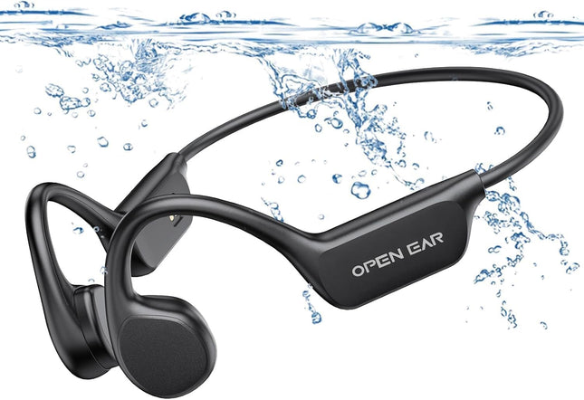 Relxhome ujumiskõrvaklapid, luujuhtivusega kõrvaklapid, sisseehitatud 32 GB mälu, MP3 spordikõrvaklapid Bluetooth 5.3, IPX8 veekindlad, 10 tundi mänguaega, avatud kõrvaga kõrvaklapid ujumiseks ja jooksmiseks