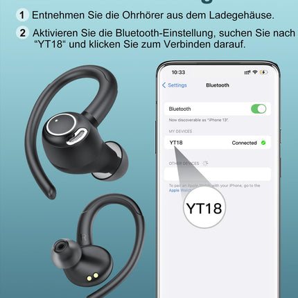 Bluetooth-kõrvaklapid spordile, kõrvasisesed kõrvaklapid, juhtmevabad Bluetooth 5.3 HD-mikrofoniga, suurepärane heli, 48 tundi mänguaega, kahekordne LED-ekraan, mugav sobivus, IP7 veekindlad spordikõrvaklapid kõrvakonksuga