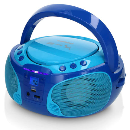 Lenco SCD-650 - kaasaskantav CD-raadio - laste boombox - USB ja mikrofon - 6-vatine boombox - USB taasesitus - AUX - FM-raadio - sinine
