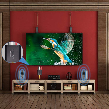AMANKA analoog-digitaalaudi muundur optilise kaabliga - analoog-digitaalmuundur RCA Cinch + 3,5 mm audiopesa Toslink/SPDIF koaksiaalaudioadapterile teleri, DVD, Blu-Ray, PS3, XBOX jaoks - alumiinium