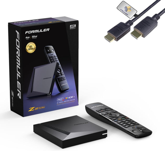 Formuler Z11 PRO MAX 4K BT1 Edition Android 11 OTT meediapleier, 4K UHD HDR10+ nutikas OTT IP meedia voogedastusboks, Wi-Fi, BT kaugjuhtimispult, Widevine L1 tugi, MYTVOnline3 rakendus, HTS e-com HDMI kaabel