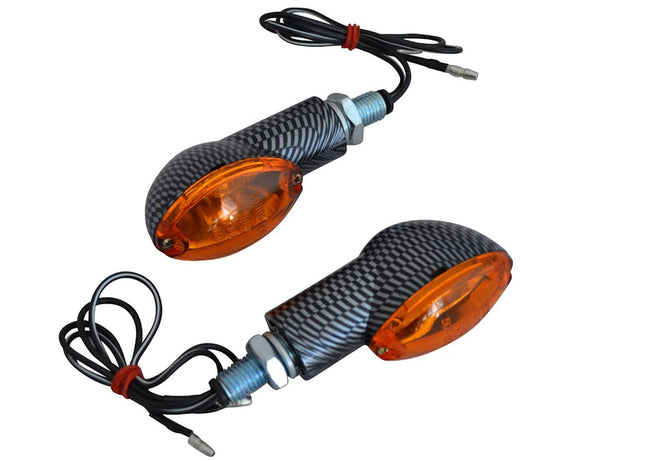 Turn signals motorcycle 21W carbon look - oval - pair