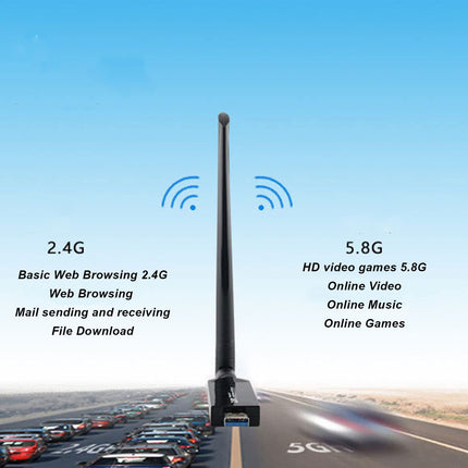 Yunseity USB WiFi adapter, RTL8812AU traadita võrgu adapter, 1200M USB 3.0 WiFi adapter kahesagedusliku 2,42 GHz/300 Mbps 5 GHz/866 Mbps suure võimendusega antenniga Androidile, Linuxile, Windows XP-le, 7-le,
