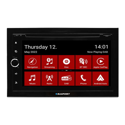 Blaupunkt Copenhagen 700 DAB (navigatsioonivalmidusega), 2-DIN auto multimeedia, 6,75-tolline puutetundlik ekraan, CarPlay, Android Auto, DAB+, Bluetooth, CD/DVD, 2xUSB, Aux, SD, 180 vatti