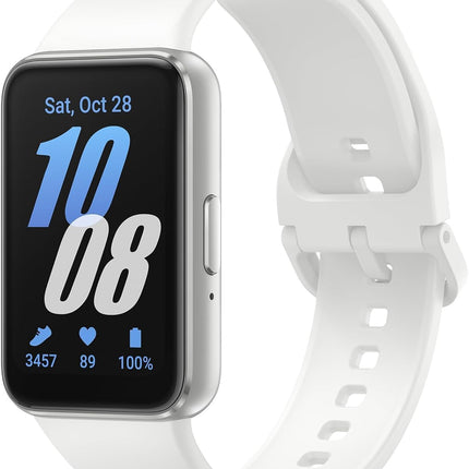 Samsung Galaxy Fit3 (Silver), 40 mm AMOLED display with aluminum casing, complete fitness and health monitoring, battery up to 13 days with fast charging, 5 ATM and classification