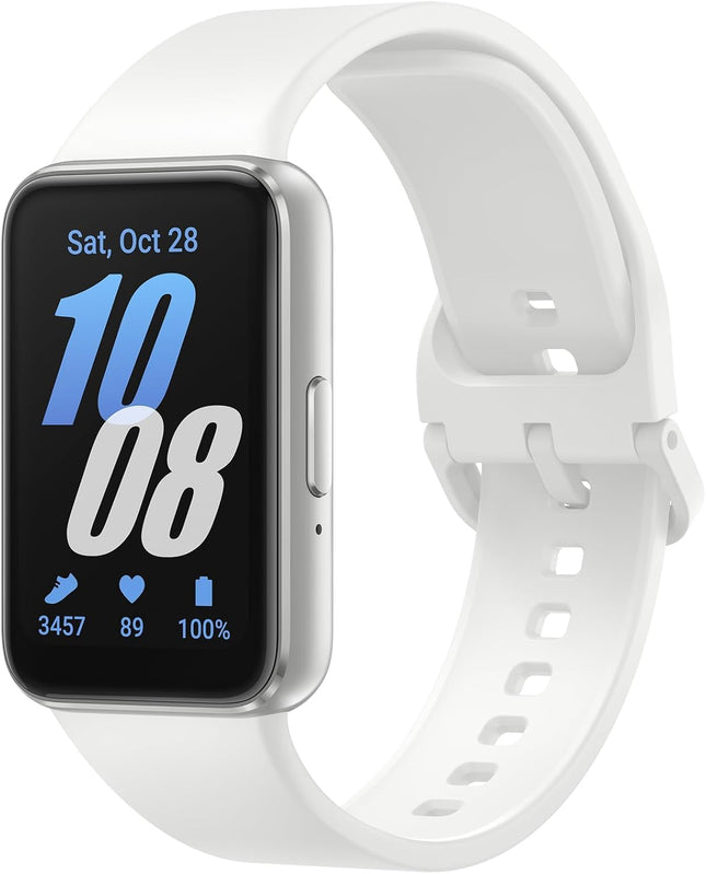 Samsung Galaxy Fit3 (Silver), 40 mm AMOLED display with aluminum casing, complete fitness and health monitoring, battery up to 13 days with fast charging, 5 ATM and classification