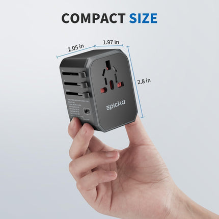 EPICKA ülemaailmne reisiadapter, universaalne reisipistiku adapter 30W, rahvusvaheline pistikupesa adapter 3 USB-C ja 2 USB-A pistikuga, reisiadapter Saksamaa, USA, Ühendkuningriigi, Jaapani, Tai ja Austraalia jaoks TA-105C