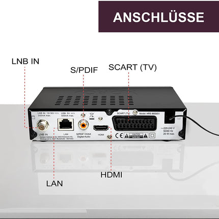XORO HRS 8659 - digitaalne DVB-S2 HDTV satelliitvastuvõtja, HDMI ja SCART ühendus, toetab Unicable'i, digitaalset heliväljundit, USB 2.0 meediapleierit
