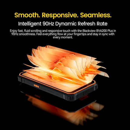 Blackview BV6200 Plus välistingimustes kasutatav mobiiltelefon, 11000mAh, 24GB+256GB/2TB (2025), lepinguta nutitelefon, 98DB valjuhääldi, 6.56" 90Hz, IP69K veekindel, ehitusplatsi telefon, 16MP+13MP/kaks 4G/OTG/GPS/NFC oranž