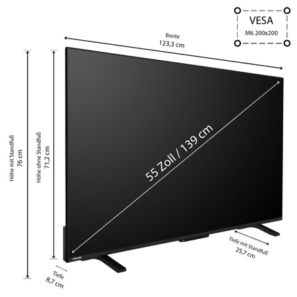 Toshiba 55-tolline nutiteler - VIDAA TV (4K UHD LED-teler, Dolby Vision HDR, kolmekordne tuuner) 55UV2363DAN