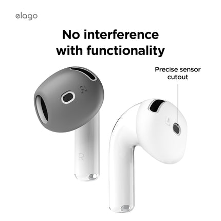 elago 2 Pairs of AirPods 4 Earbud Covers, Designed for AirPods 4, [Fit in Case] ​​Non-Slip Silicone Cover, Scratch-Resistant, Installation Guide (1 Pair of Each)