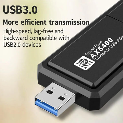 WiFi 6E AX5400 WiFi Adapter USB 3.0 5400 Mbps Wireless Network Card Triple Bands 6GHz with Antenna for PC Laptop Computer