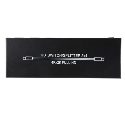 HDMI jaotur 2 sisendit, 4 väljundit, 4K HD lüliti puldiga, 3840 x 2160 kõrge resolutsiooniga, sülearvutitele, mängukonsoolidele, monitoridele, teleritele ja projektoritele (EL pistik)