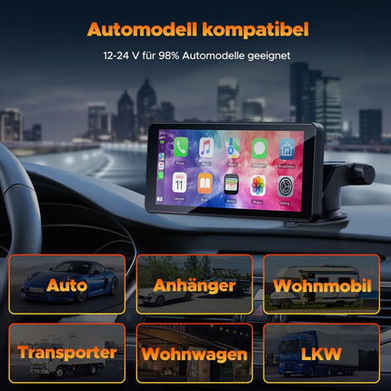 Volam 6,86-tolline CarPlay ekraan, ühildub Apple CarPlay ja Android Autoga, kaasaskantav autostereo 2,5K esikaameraga, digitaalne vastuvõtja 64 GB TF-kaardiga, Siri/Google, Bluetooth, Mirror Link, GPS, AUX, FM