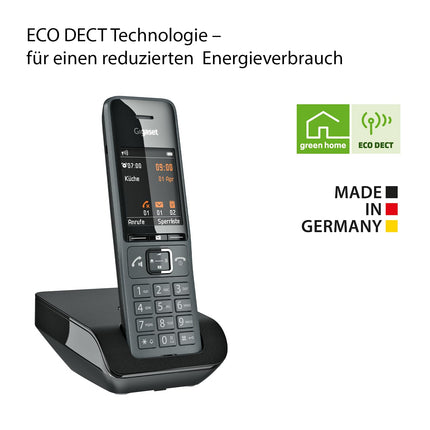 Gigaset Comfort 520 - Juhtmeta DECT-telefon - Elegantne disain, suurepärane helikvaliteet isegi käed-vabad režiimis, mugav kõnekaitse, 200 kontaktiga aadressiraamat, titaanmust [saksa versioon]
