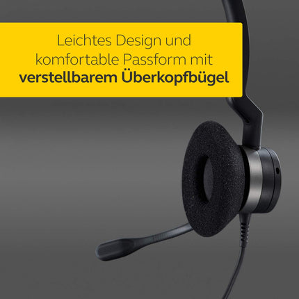 Jabra Q711011 Biz 2300 QD kõrvapealsed monopeakomplektid kiire lahtiühendamisega - mürasummutavad juhtmega kõrvaklapid lauatelefonidele, mustad, kiire lahtiühendamine