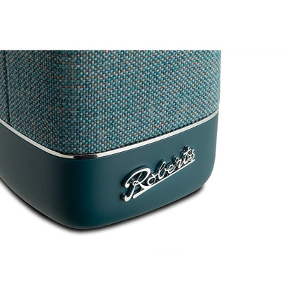 Roberts Beacon 325 Bluetooth kõlar – kaasaskantav, laetav, 12 tundi mänguaega, kaks passiivset bassikõlarit, vintage-disain, Bluetooth, voogedastus, Aux-sisend, sinakasroheline