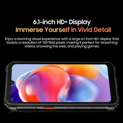 Blackview lepinguta õues kasutatav nutitelefon BV5300 Plus, 16GB+128GB (1TB laiendusvõimalus), 13MP+8MP, 3 kaardipesa, Android 13 DUAL SIM IP68 veekindel nutitelefon, 6.1'' HD+, 6580mAh aku, NFC roheline