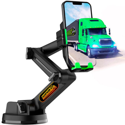 Veoauto mobiiltelefonihoidik, auto mobiiltelefonihoidik veoautodele, armatuurlauale esiklaasile, 16,9-tolline pikk vars, superiminapp ja stabiilne, ühildub iPhone'i ja Samsungiga (roheline, mobiiltelefonihoidik)