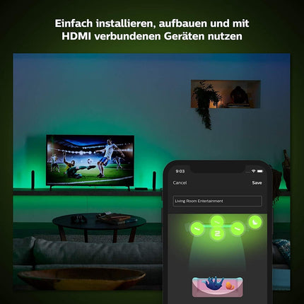 Philips Hue Play HDMI sünkroonimiskast, nutikas lisatarvik teleri LED-taustvalgustuseks, sujuv valguse sünkroniseerimine kodukino või mängude jaoks Dolby Visioni, 4K ja ruumilise valgustusega