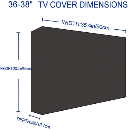 NONMON TV Cover for 36-38 inch TV, Outdoor TV Dust Cover Protective Case 600D Oxford PVC Coating Heavy Duty Waterproof Outdoor Screen Protector Universal Screen Protector for TV