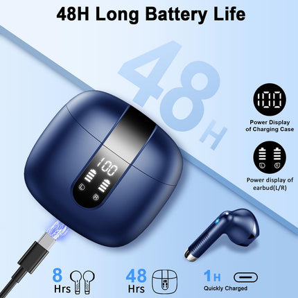 Drsaec Bluetooth-kõrvaklapid, kõrvasisesed kõrvaklapid, juhtmevabad Bluetooth 5.3 juhtmevabad kõrvaklapid 4 mikrofoniga, 2023. aasta uued ENC mürasummutavad juhtmevabad kõrvaklapid, 48H sügav bass, IP7 veekindlad kõrvaklapid, USB-C