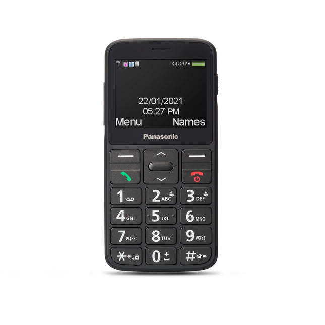 Panasonic KX-TU160EXB Essentials mobiiltelefon seenioridele, SOS-hädaabinupp, suured eraldi klahvid, suur fondi ja numbrite ekraan, must