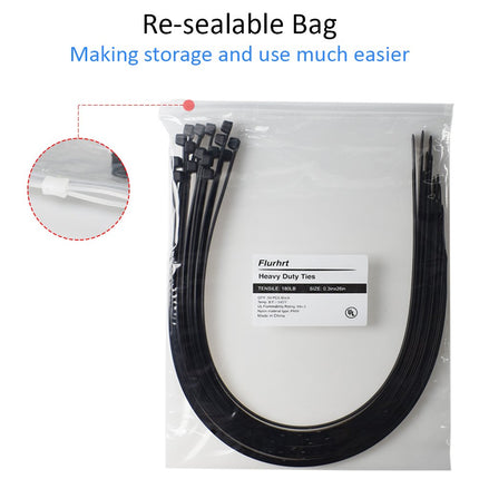 Heavy Duty 66cm Strong Large Black Cable Ties with 90.7kg Tensile Strength, 50 Pack, Long Lasting Nylon Cable Ties, Indoor/Outdoor, UV Resistant, High Quality Cable Ties