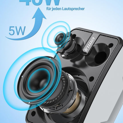 Inwa Bluetooth-kõlar, juhtmevaba helisüsteem sise- ja välistingimustes kasutamiseks, IPX5 veekindel, 400 W (2 tk pakis, 2025. aasta uus Bluetoothi ​​nimi "Sync Speaker", vahelduvvoolu-/alalisvooluadapter ja kaugjuhtimispult, RMS 40 W)