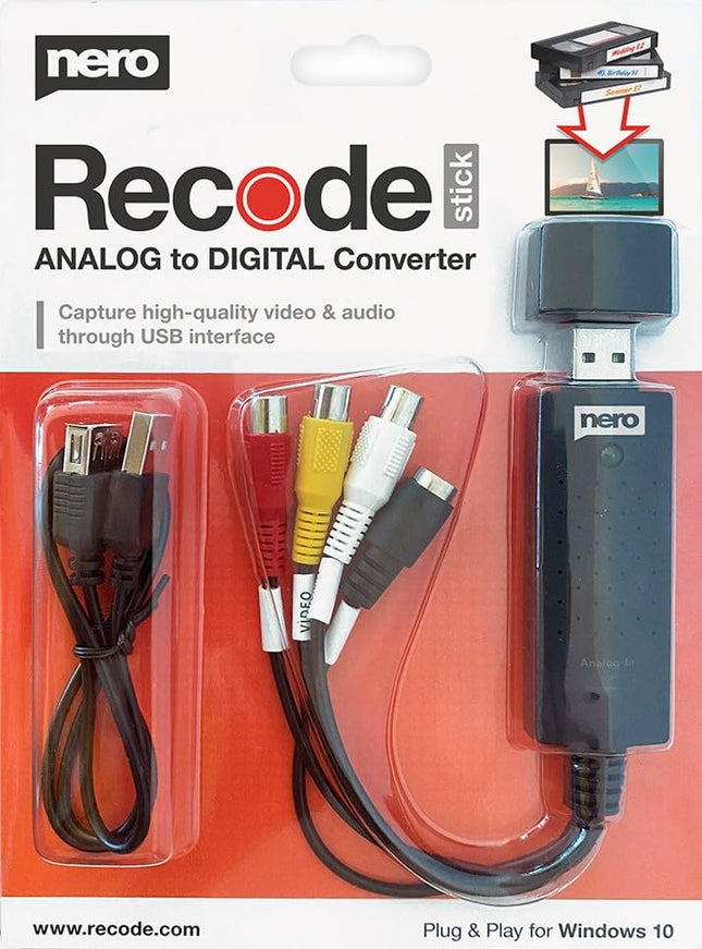 Nero Video Grabber | Videokassettide digitaliseerimine | VHS USB-le | DVD arvutisse | Analoog-digitaalseks salvestuskaart | S-VHS | Hi8 | Super 8 | Windows 11/10 | MacOS