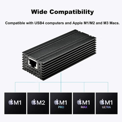 IO Crest Etherneti adapter USB 4.0 Type C 10G, kiirete võrguühenduste jaoks, RJ45 port, toetab 10 Gb/s, 5 Gb/s, 2,5 Gb/s, 1 Gb/s ja 100 Mbps Base-T