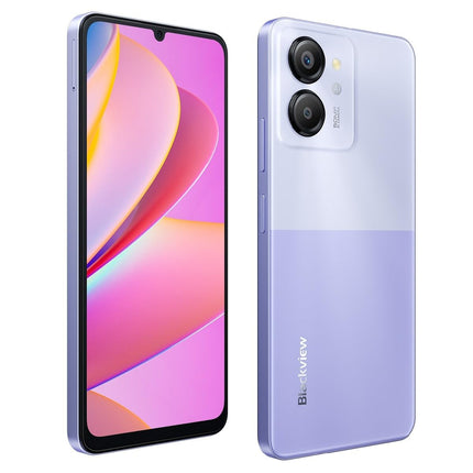 Blackview Color 8 nutitelefon lukustamata, 16 GB + 128 GB, 6,75" FHD+ 90Hz, 50 MP + 8 MP kaamera, 6000 mAh aku, KOLM kaardipesa, Android 13 mobiiltelefon, Smart-K Box kõlar, GPS, lilla