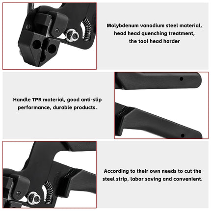 BYZESTY Cable Tie Tool, 100 Pack Stainless Steel Cable Ties with Cable Tie Gun, Cable Tie Pliers for Locking and Cutting, 200mm x 4.6mm