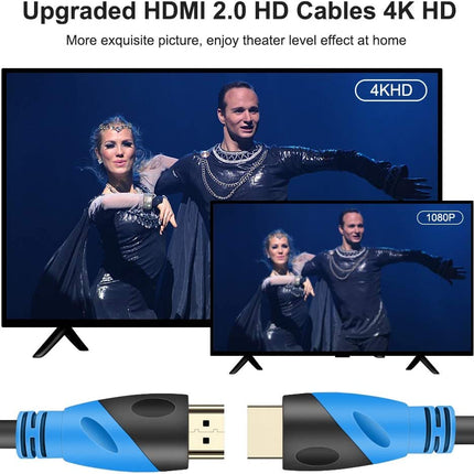 Rommisie 4K/60HZ HDMI Cable 15m (HDMI 2.0, 18Gbps) Ultra High Speed ​​Gold-Plated Connectors, Ethernet Audio Return Video 4K, Full HD 1080p, 3D Compatible Blu-Ray Laptop PS3 PS5 PS9 PC HDTV